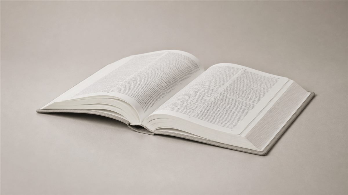 Open bound Bible with a carefully finished cover and readable pages