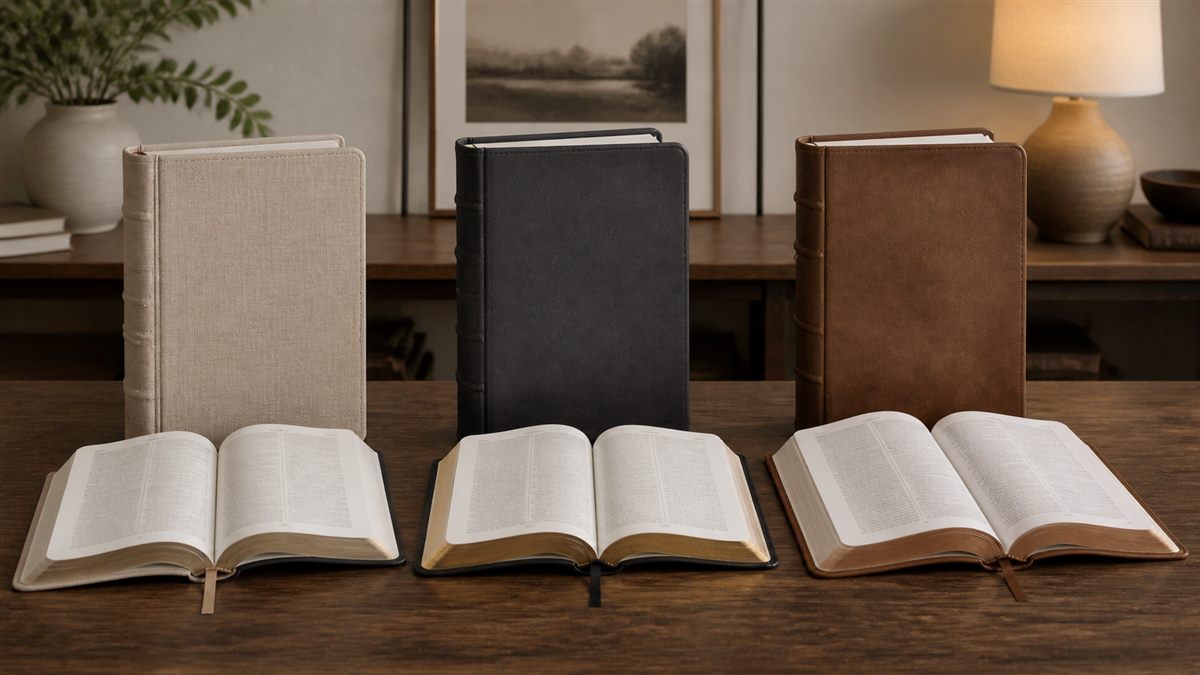 Several unbranded Bible editions arranged for different reading purposes