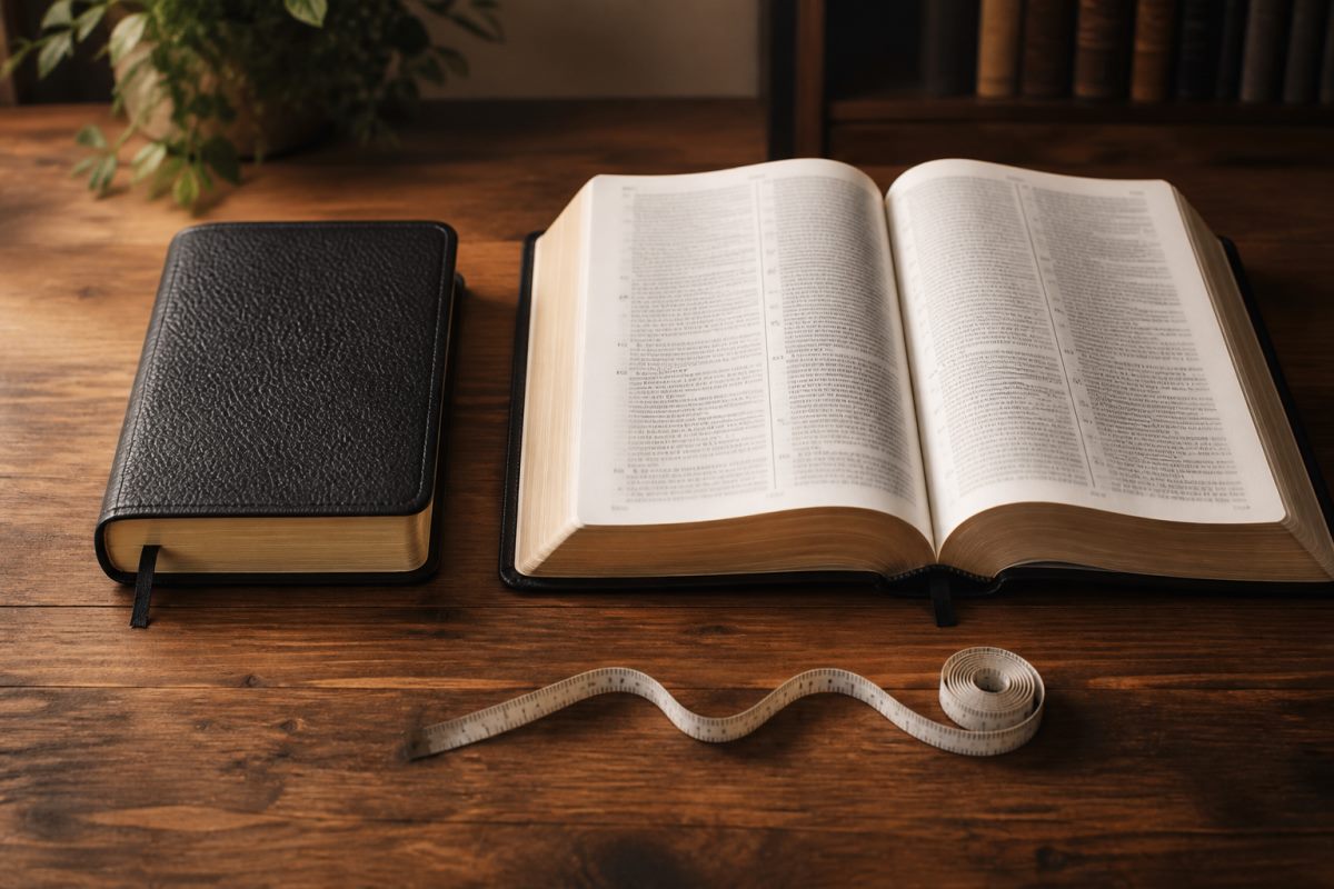 Compact and large unbranded Bibles shown with their different physical formats