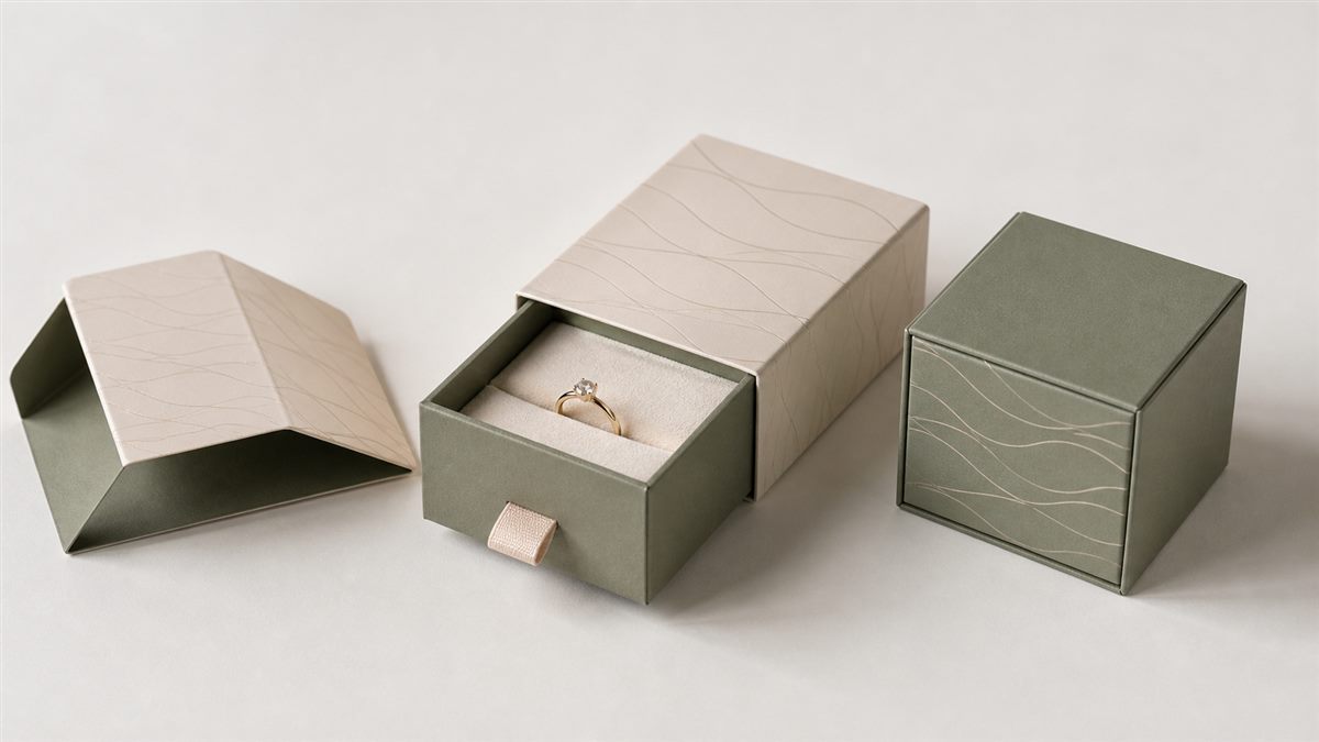 Coordinated custom jewelry packaging system with drawer box, insert, sleeve, and outer carton
