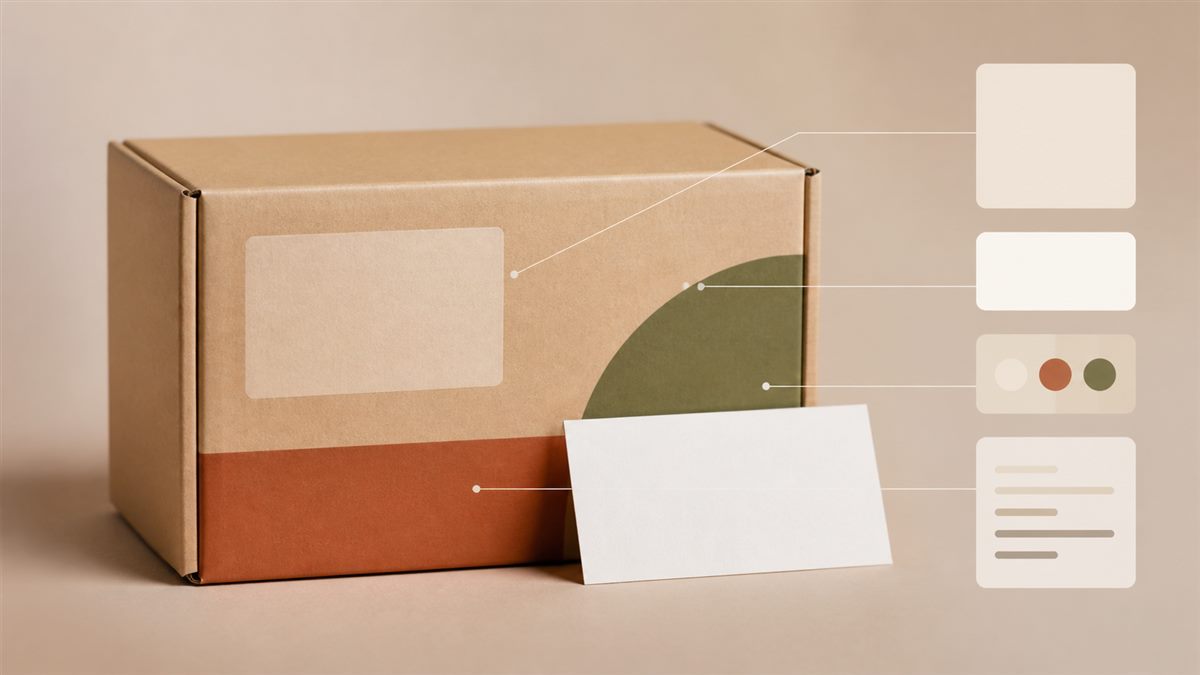 Unbranded shipping box showing a clear packaging information hierarchy without readable text.