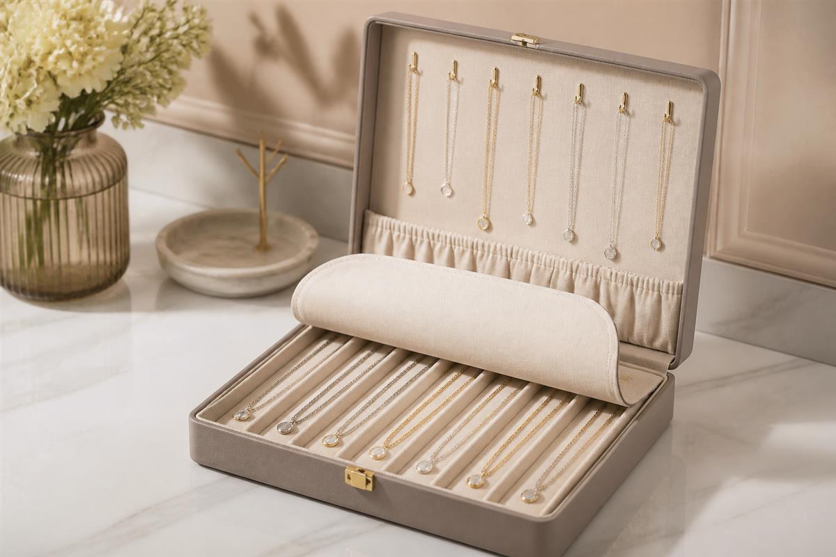 Jewelry organization system with hooks cover flap and necklace channels