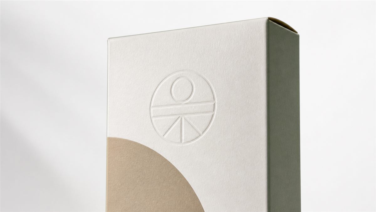 Minimal carton design showing visual hierarchy through shape and white space