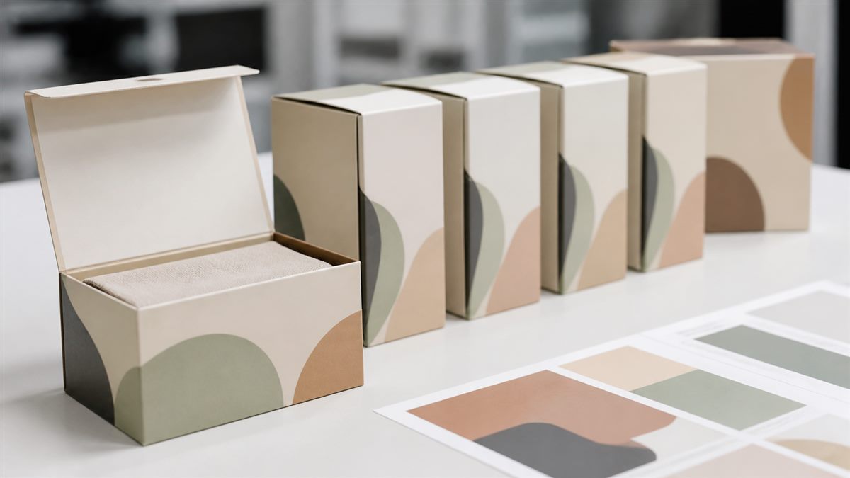 Approved packaging sample compared with matching production units