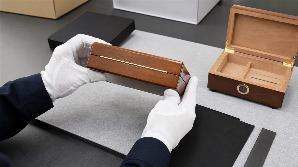Small cigar humidor sample reviewed for alignment and finish