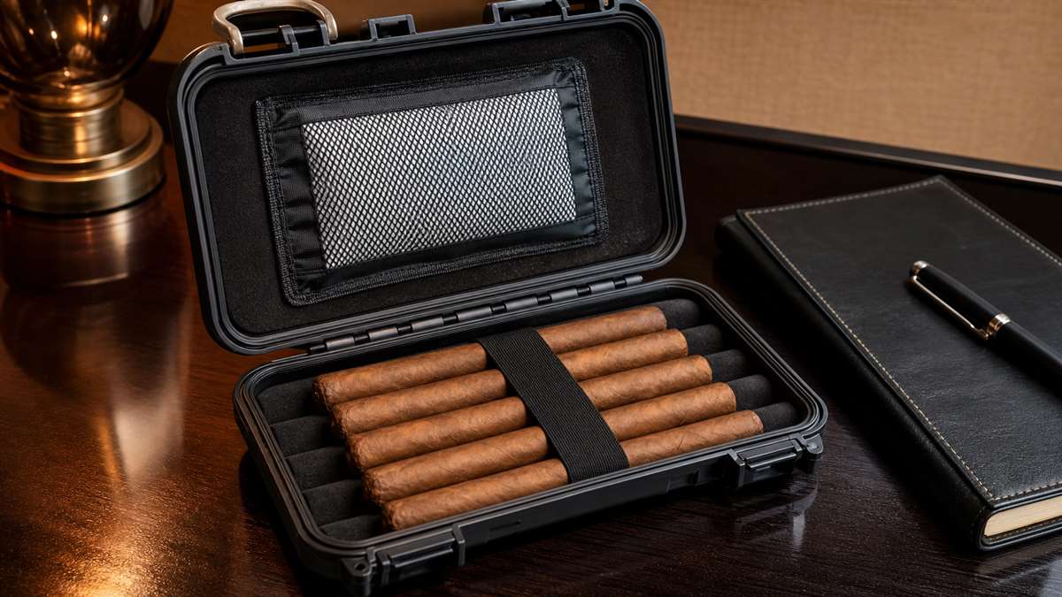 Protective cigar travel humidor case with organized interior