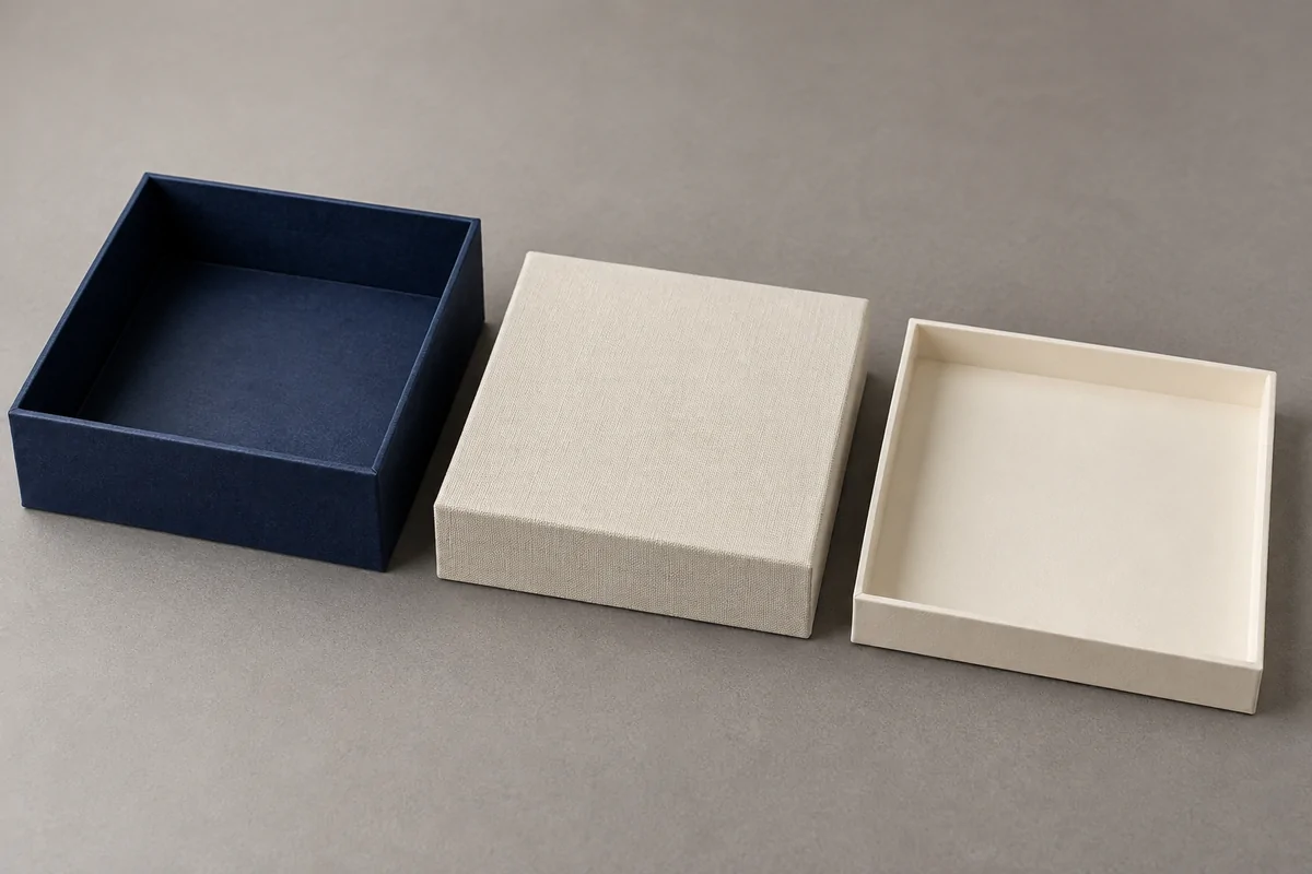 Jewelry box base beside thick and shallow removable inserts