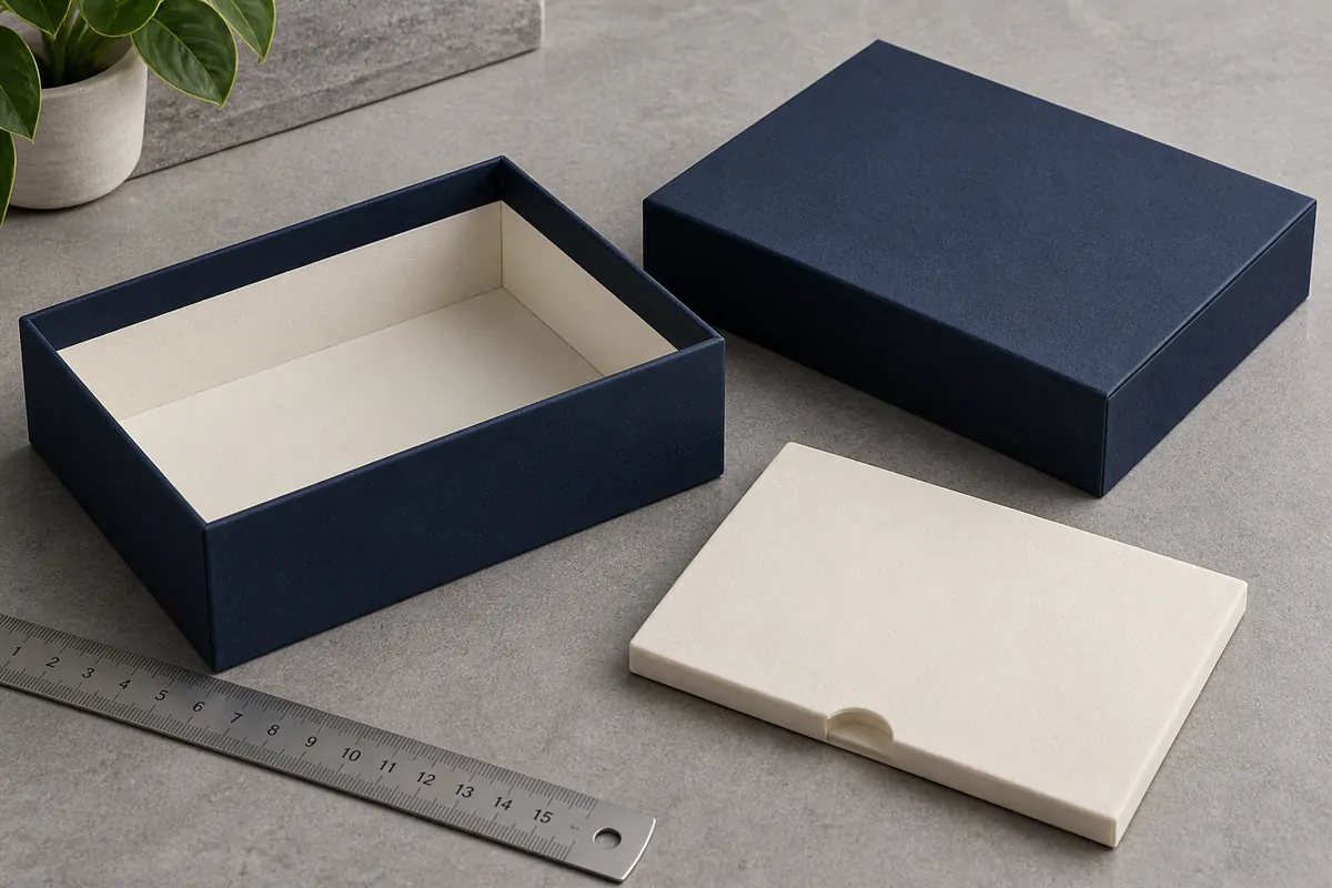 Empty jewelry box with its lid and ivory insert removed