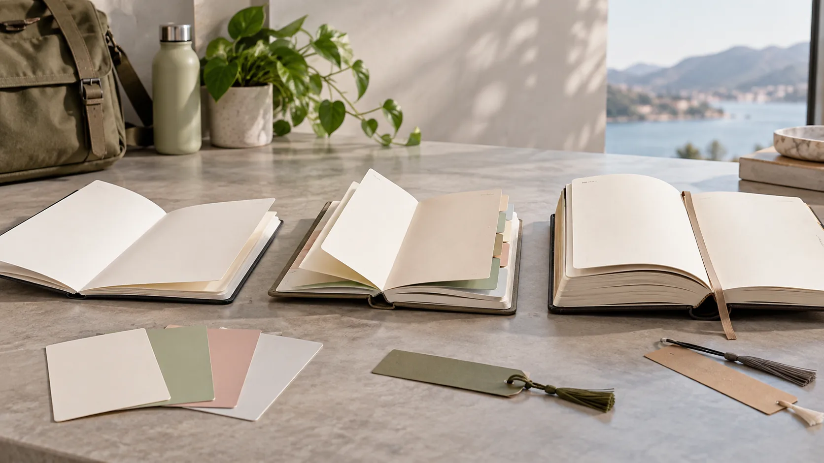Notebook and journal page blocks with different section and thickness planning