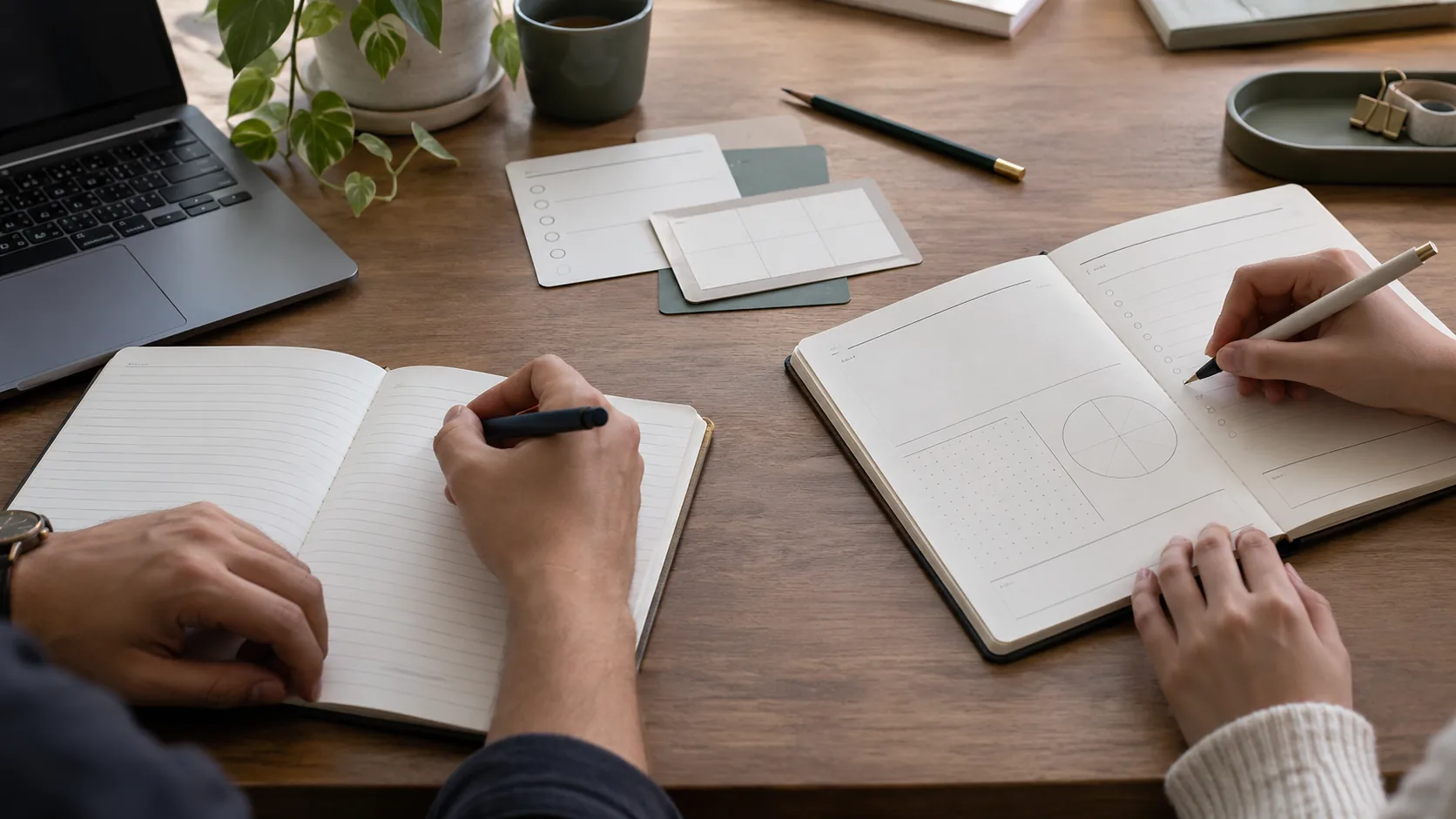 Notebook and journal samples used for notes, planning, and reflection