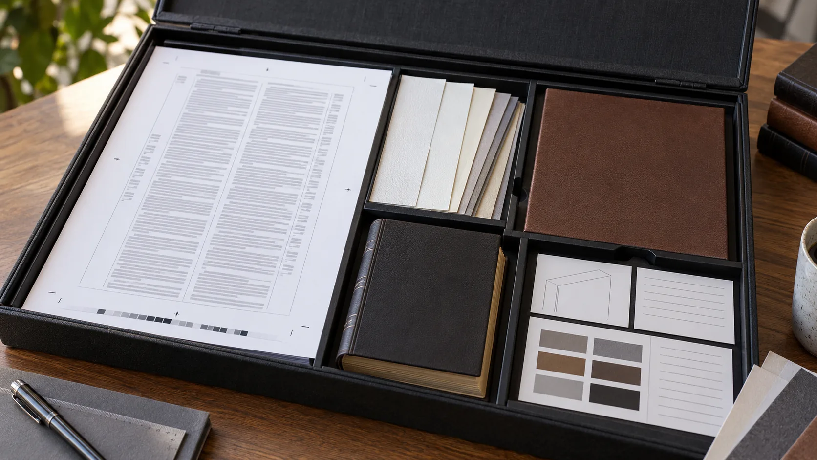 Reference Bible printing samples, page proofs, paper swatches, and blank RFQ cards