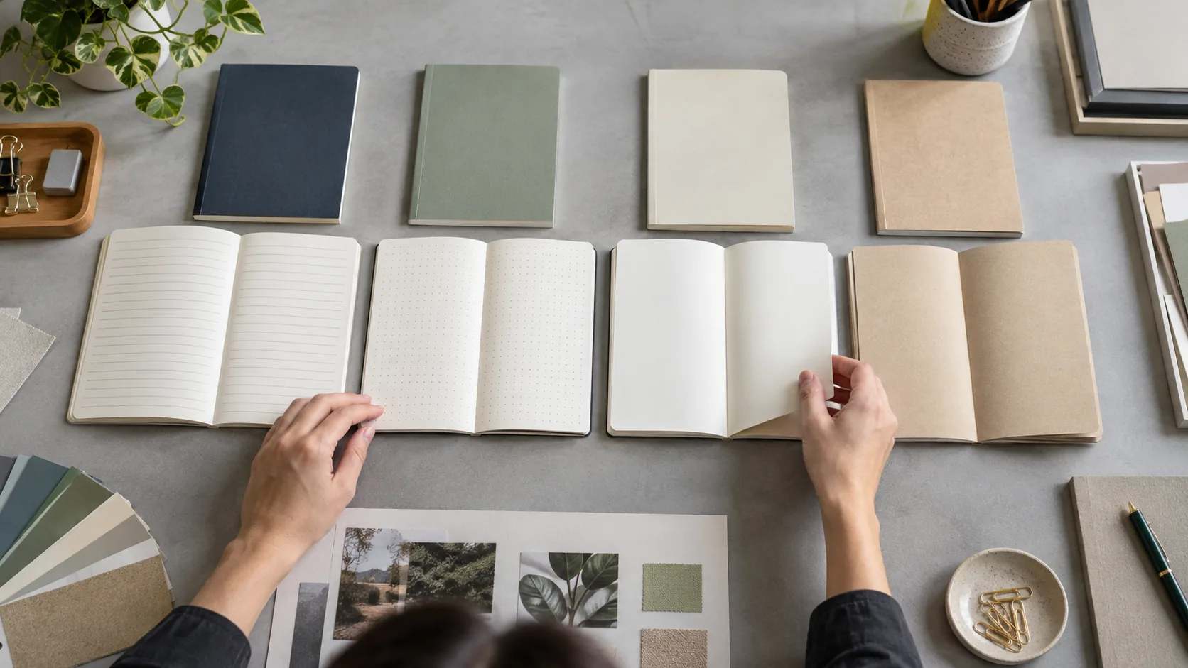A coordinated retail notebook range with different interior paper patterns